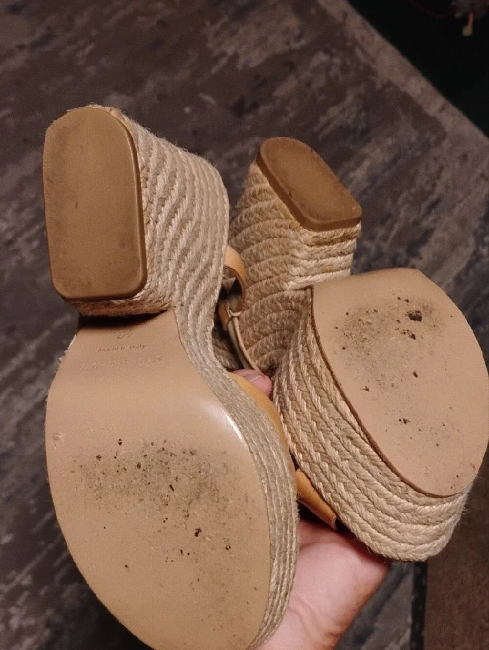 Michael Kors Tan Leather Espadrille Wedge Sandals